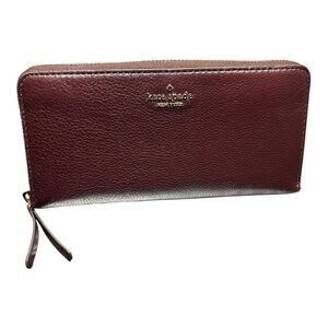 Kate Spade burgundy Leather Zip Wallet